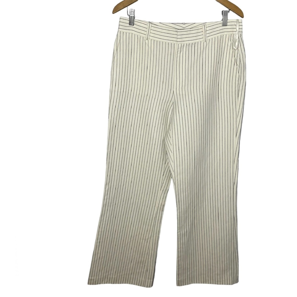 Lauren Ralph Lauren Cream Striped Linen-blend Straight leg Pants